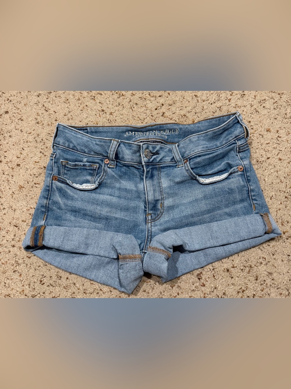 AE Women's Roll-Cuff denim midi shorts, 10